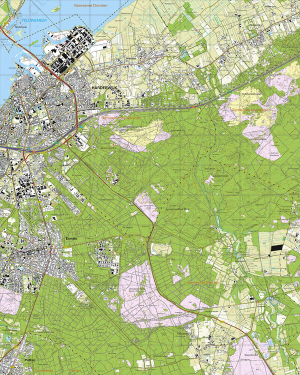 26H Harderwijk topografische wandelkaart 1:25.000 TK25.26H  Kadaster / Geo-Informatie Top. kaarten Gelderland  Wandelkaarten Arnhem en de Veluwe