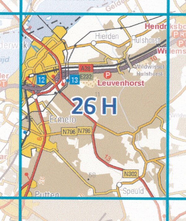 26H Harderwijk topografische wandelkaart 1:25.000 TK25.26H  Kadaster / Geo-Informatie Top. kaarten Gelderland  Wandelkaarten Arnhem en de Veluwe