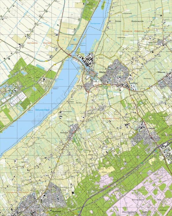 27A Elburg topografische wandelkaart 1:25.000 TK25.27A  Kadaster / Geo-Informatie Top. kaarten Gelderland  Wandelkaarten Arnhem en de Veluwe