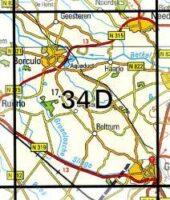 34D Borculo topografische wandelkaart 1:25.000 TK25.34D  Kadaster / Geo-Informatie Top. kaarten Gelderland  Wandelkaarten Gelderse IJssel en Achterhoek