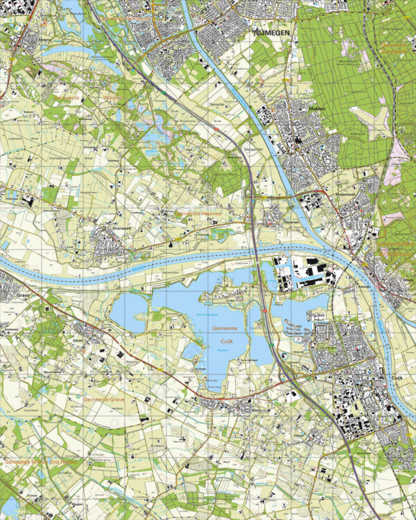 46A  Cuyk topografische wandelkaart 1:25.000 TK25.46A  Kadaster / Geo-Informatie Top. kaarten Gelderland  Wandelkaarten Nijmegen en het Rivierengebied, Noord-Brabant