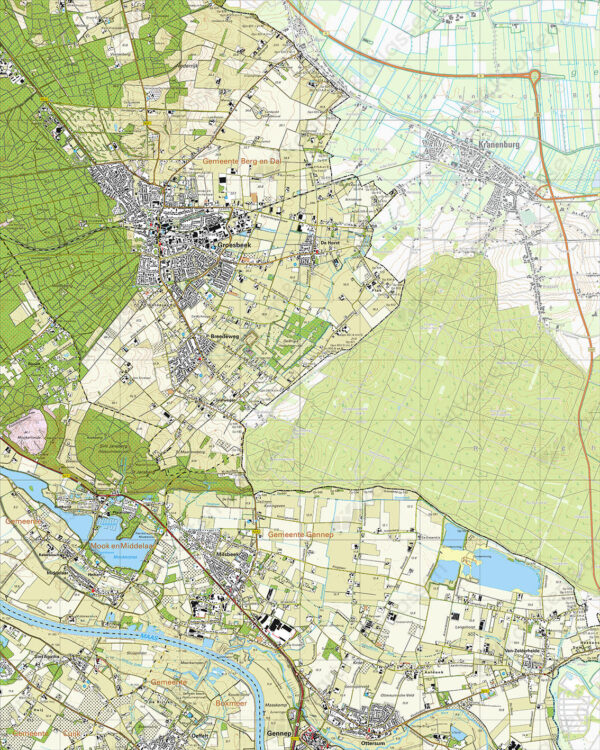 46B  Groesbeek topografische wandelkaart 1:25.000 TK25.46B  Kadaster / Geo-Informatie Top. kaarten Gelderland  Wandelkaarten Nijmegen en het Rivierengebied