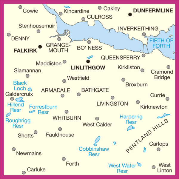 LR-065  Falkirk + West Lothian | topografische wandelkaart 9780319261637  Ordnance Survey Landranger Maps 1:50.000  Wandelkaarten Zuid-Schotland