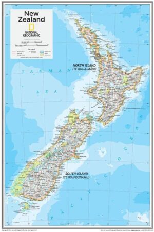 New Zealand Flat | wandkaart 9781597756334  National Geographic   Wandkaarten Nieuw Zeeland