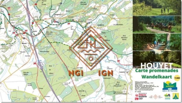 wandelkaart Houyet 1:25.000 9789462354951  NGI / VVV NGI / VVV wandelkaarten  Wandelkaarten Wallonië (Ardennen)