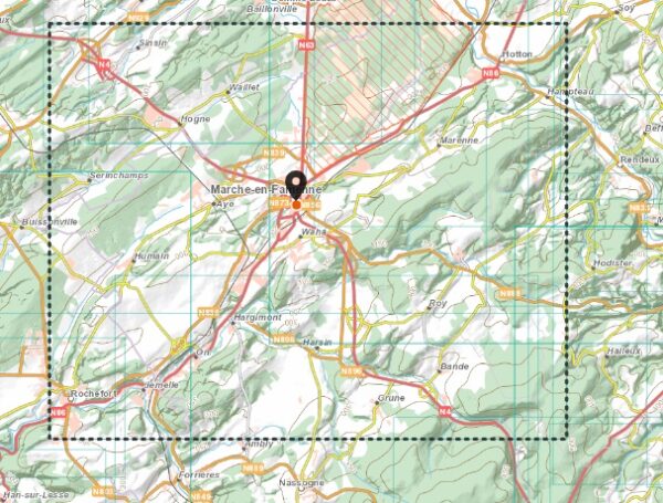 wandelkaart Marche-en-Famenne 1:25.000 9789462355750  NGI / VVV NGI / VVV wandelkaarten  Wandelkaarten Wallonië (Ardennen)