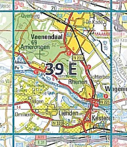 39E  Rhenen topografische wandelkaart 1:25.000 TK25.39E  Kadaster / Geo-Informatie Top. kaarten Utrecht  Wandelkaarten 