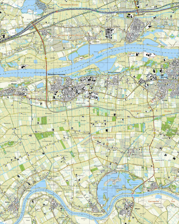 39G  Beneden-Leeuwen topografische wandelkaart 1:25.000 TK25.39G  Kadaster / Geo-Informatie Top. kaarten Gelderland  Wandelkaarten Nijmegen en het Rivierengebied