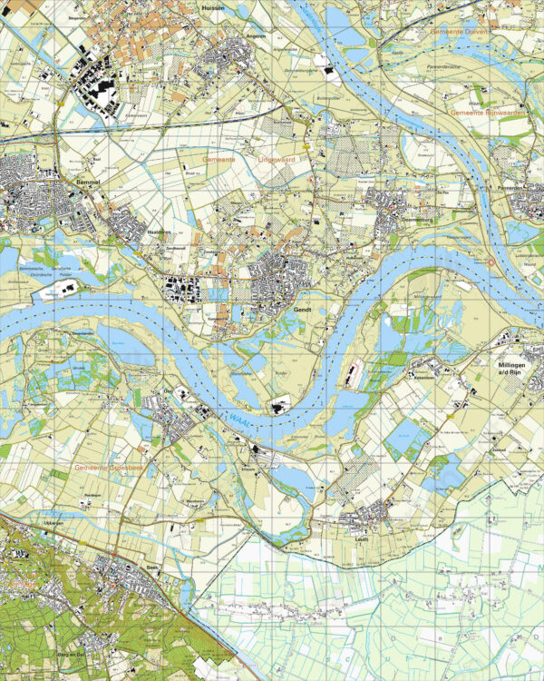 40D Gendt topografische wandelkaart 1:25.000 TK25.40D  Kadaster / Geo-Informatie Top. kaarten Gelderland  Wandelkaarten Nijmegen en het Rivierengebied