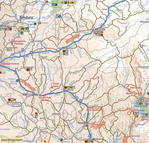 Zimbabwe traveller's map (wegenkaart) 1:1.000.000 9781776322732  Tracks4Africa   Landkaarten en wegenkaarten Angola, Zimbabwe, Zambia, Mozambique, Malawi