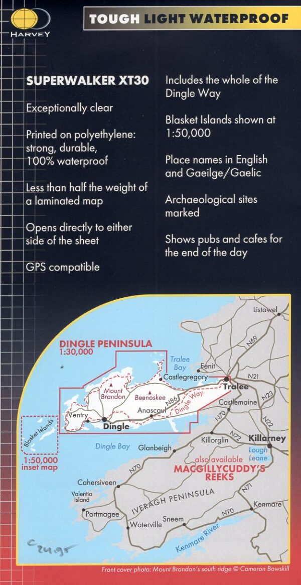 Dingle Peninsula Superwalker | wandelkaart 1:30.000 9781851376704  Harvey Maps   Meerdaagse wandelroutes, Wandelkaarten Munster, Cork & Kerry