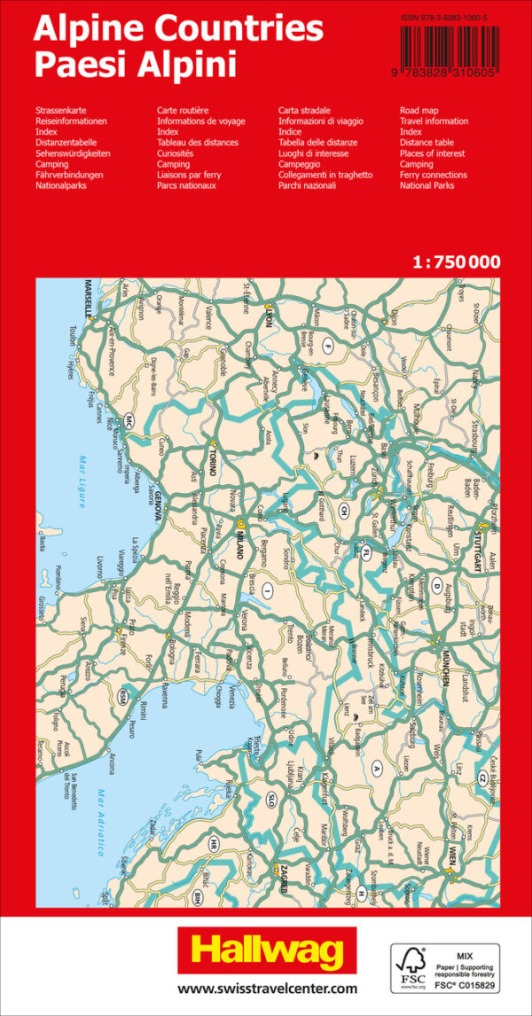 Alpen 1:750.000 9783828310605  Hallwag   Landkaarten en wegenkaarten Zwitserland en Oostenrijk (en Alpen als geheel)