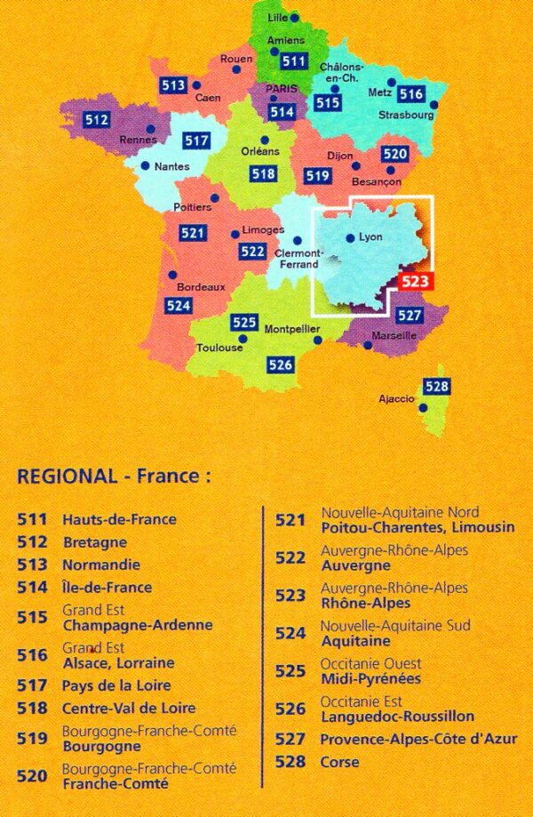 523 Rhône-Alpes | Michelin wegenkaart, autokaart 1:200.000 9782067262263  Michelin Regionale kaarten  Landkaarten en wegenkaarten Ardèche, Drôme, Franse Alpen: noord