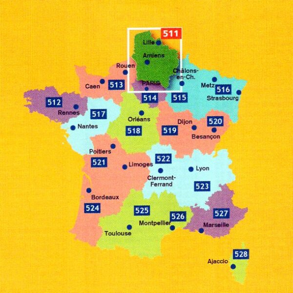 511 Hauts-de-France | Michelin  wegenkaart, autokaart 1:200.000 9782067262393  Michelin Regionale kaarten  Landkaarten en wegenkaarten Picardie, Nord