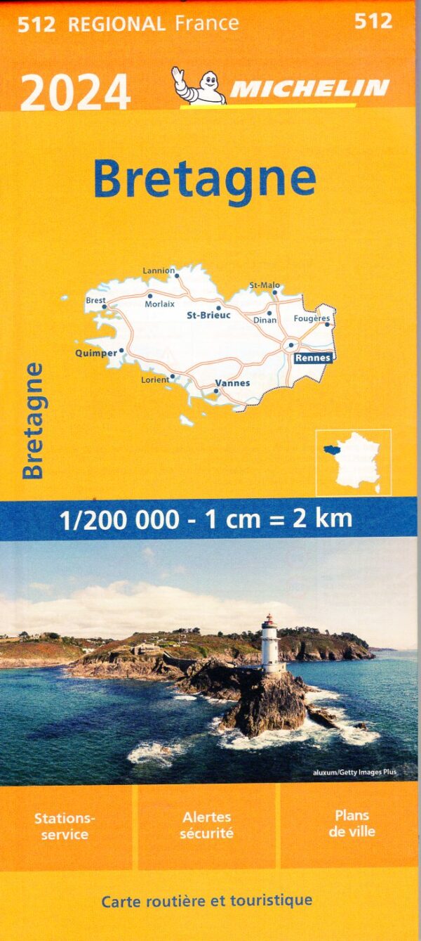 512 Bretagne | Michelin  wegenkaart, autokaart 1:200.000 9782067262409  Michelin Regionale kaarten  Landkaarten en wegenkaarten Bretagne