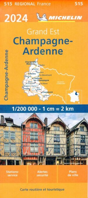 515 Champagne-Ardenne 1:200.000 9782067262430  Michelin Regionale kaarten  Landkaarten en wegenkaarten Champagne, Franse Ardennen