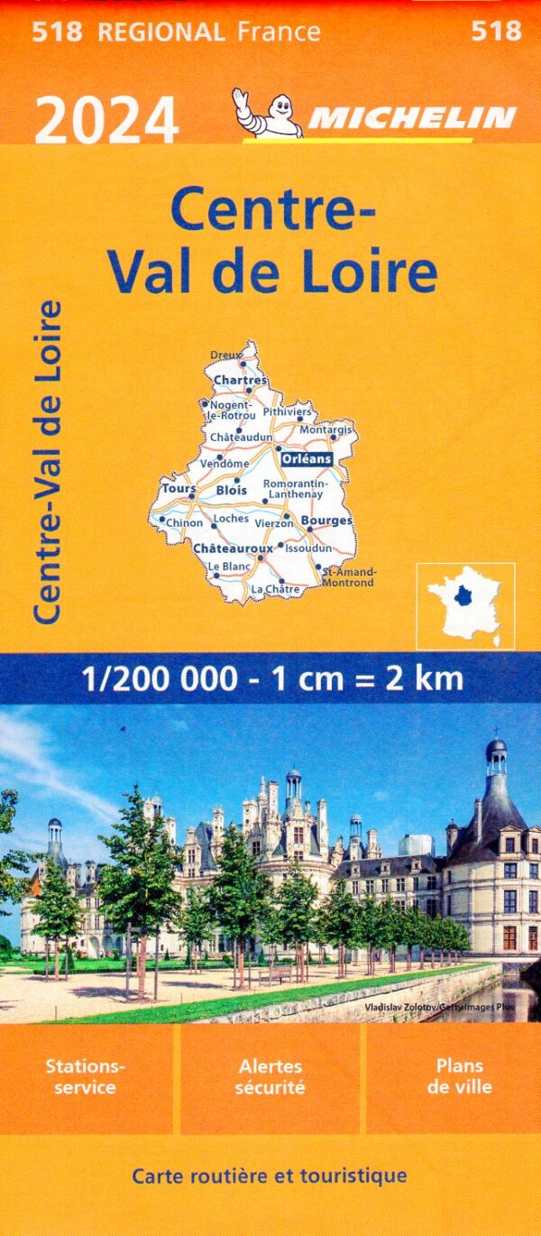518 Centre | Michelin  wegenkaart, autokaart 1:200.000 9782067262461  Michelin Regionale kaarten  Landkaarten en wegenkaarten Loire & Centre