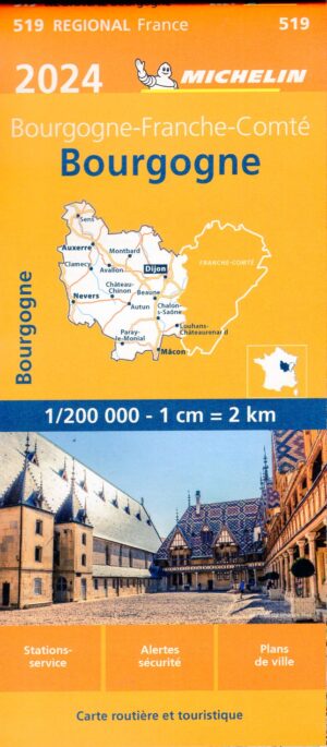 519 Bourgogne | Michelin  wegenkaart, autokaart 1:200.000 9782067262478  Michelin Regionale kaarten  Landkaarten en wegenkaarten Bourgogne