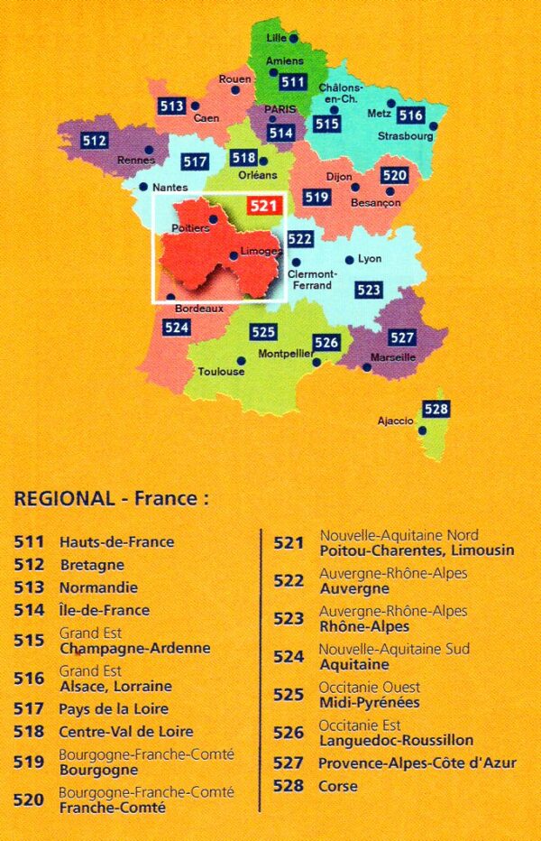521 Poitou-Charentes | Michelin  wegenkaart, autokaart 1:200.000 9782067262492  Michelin Regionale kaarten  Landkaarten en wegenkaarten Vendée, Charente