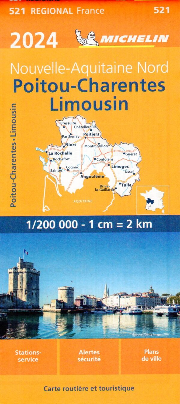 521 Poitou-Charentes | Michelin  wegenkaart, autokaart 1:200.000 9782067262492  Michelin Regionale kaarten  Landkaarten en wegenkaarten Vendée, Charente