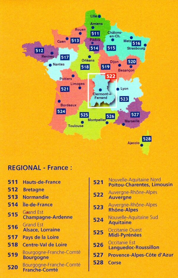 522 Auvergne / Limousin | Michelin  wegenkaart, autokaart 1:200.000 9782067262508  Michelin Regionale kaarten  Landkaarten en wegenkaarten Auvergne
