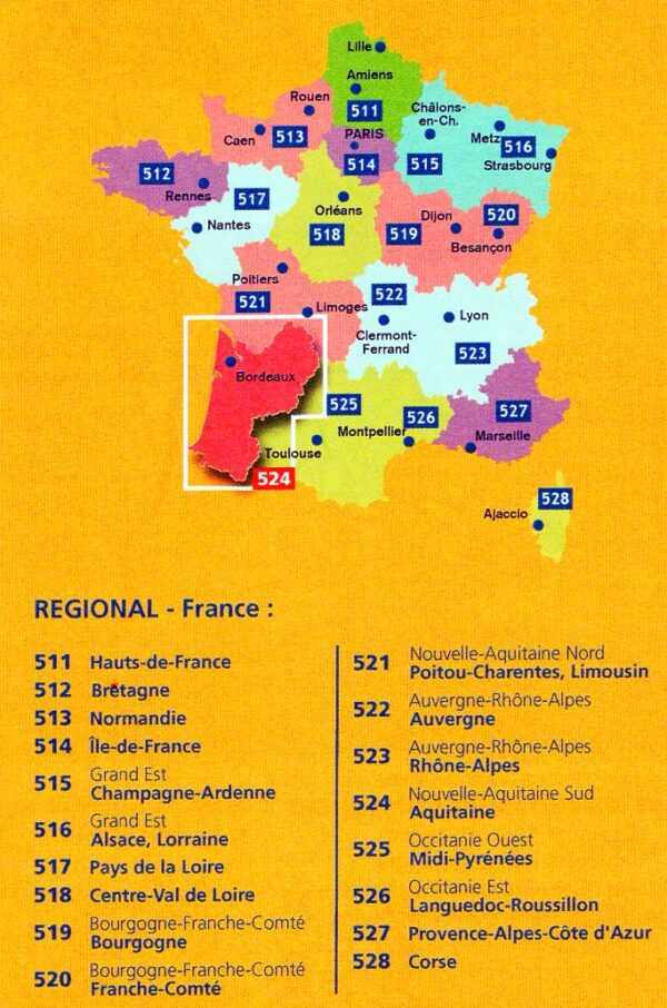 524 Aquitaine  | Michelin  wegenkaart, autokaart 1:200.000 9782067262515  Michelin Regionale kaarten  Landkaarten en wegenkaarten Aquitaine, Bordeaux