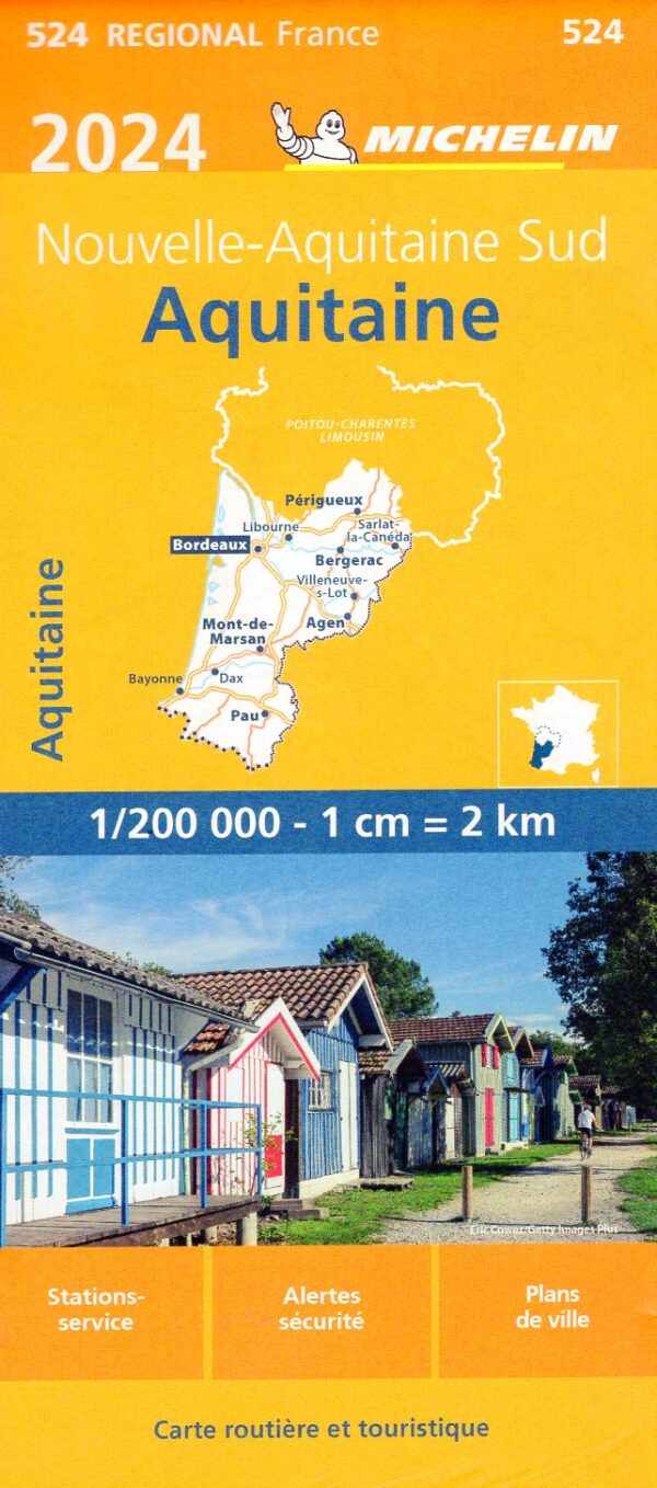 524 Aquitaine  | Michelin  wegenkaart, autokaart 1:200.000 9782067262515  Michelin Regionale kaarten  Landkaarten en wegenkaarten Aquitaine, Bordeaux