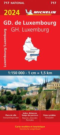 717 Luxemburg, Groothertogdom 1:150.000, 2024 9782067262744  Michelin Michelinkaarten Jaaredities  Landkaarten en wegenkaarten Luxemburg