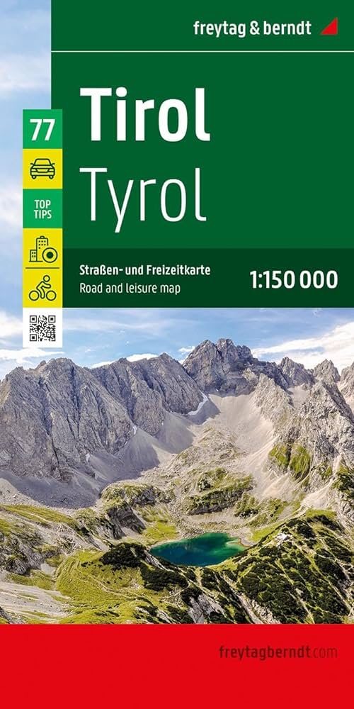 Tirol | autokaart, wegenkaart 1:150.000 9783707922400  Freytag & Berndt   Landkaarten en wegenkaarten Tirol