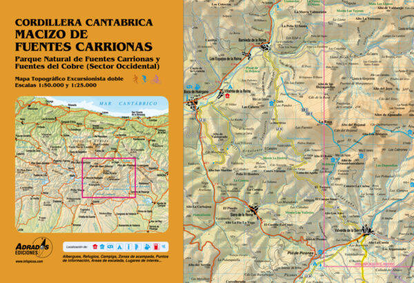wandelkaart Macizo de Fuentes Carrionas 1:50.000 (Cordillera Cantábrica) 9788493317713  Adrados   Wandelkaarten Picos de Europa