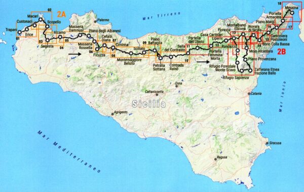 CAI Sentiero Italia-kaart n. 2A – SICILIË 1:50.000 9791280496362  Idea Montagna   Meerdaagse wandelroutes, Wandelkaarten Sicilië