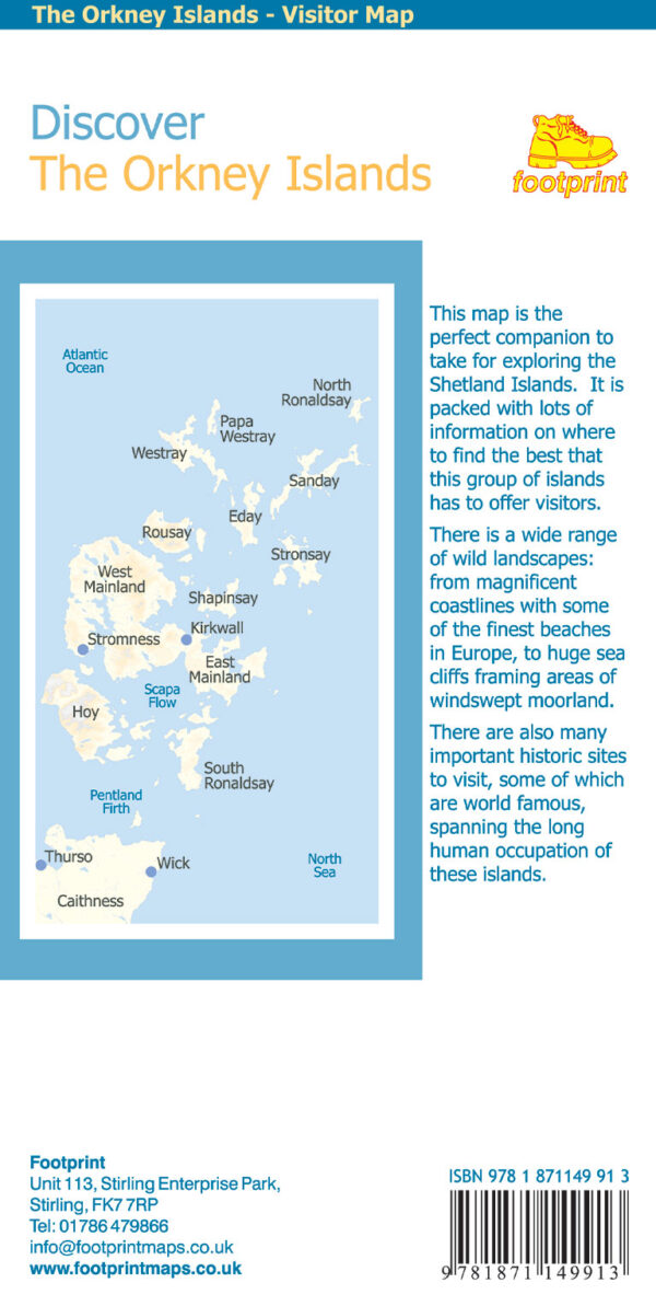 Discover The Orkney Islands | visitor map 1:100.000 9781871149913  Stirling Surveys Footprint Maps  Landkaarten en wegenkaarten Shetland & Orkney