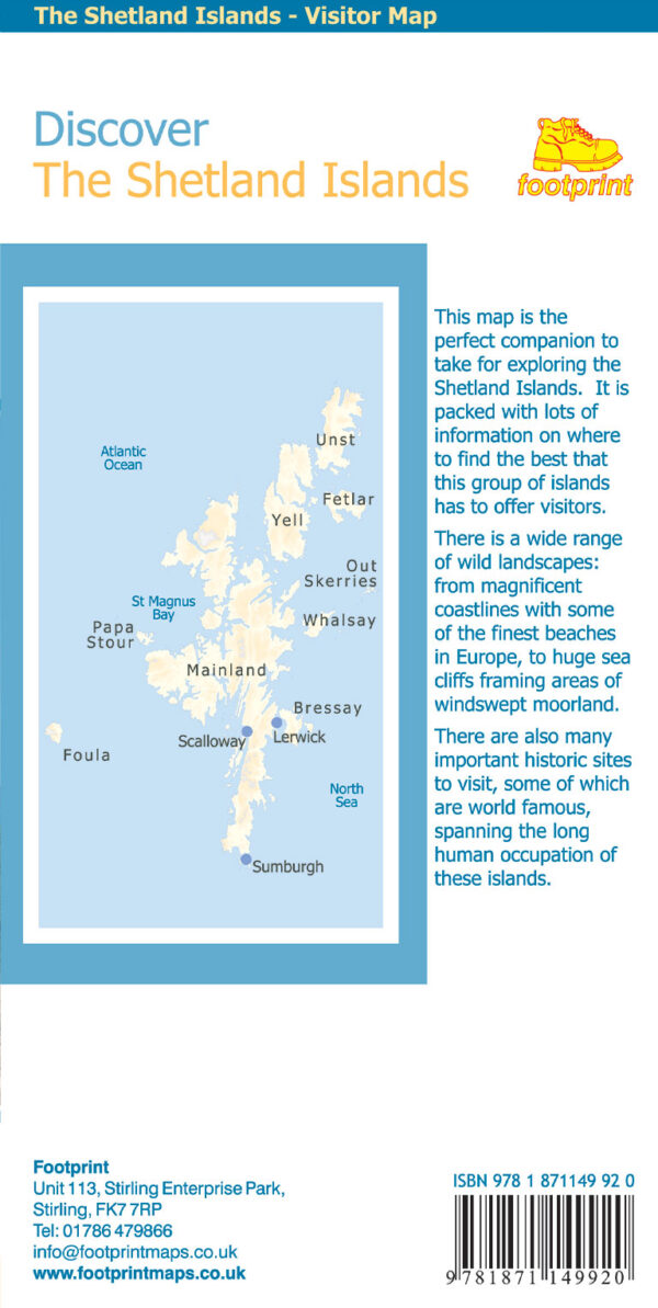 Discover the Shetland Islands | visitor map 1:120.000 9781871149920  Stirling Surveys Footprint Maps  Landkaarten en wegenkaarten Shetland & Orkney