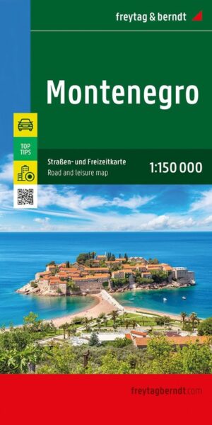 Montenegro | autokaart, wegenkaart 1:150.000 9783707922332  Freytag & Berndt   Landkaarten en wegenkaarten Montenegro