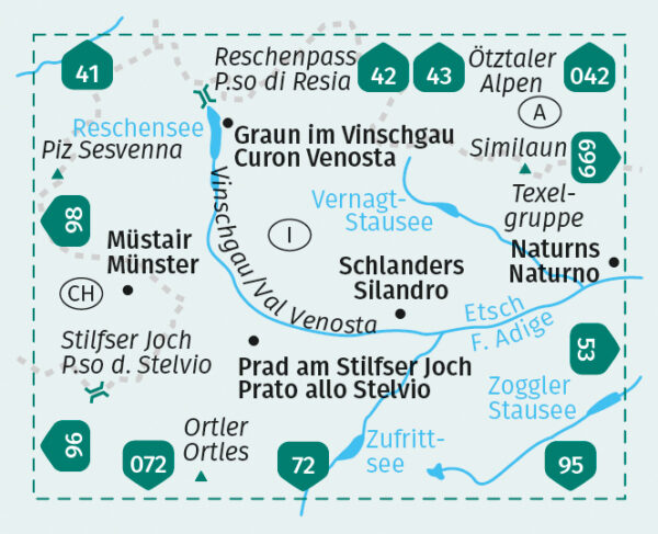 Kompass wandelkaart KP-52 Vinschgau/Val Venosta 1:50.000 9783991540533  Kompass Wandelkaarten Kompass Zuid-Tirol, Dolomieten  Wandelkaarten Zuid-Tirol, Dolomieten