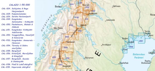 CAL-055  Børgefjell wandelkaart 1:50.000 9789189541627  Calazo Calazo Noorwegen noord  Wandelkaarten Midden-Noorwegen