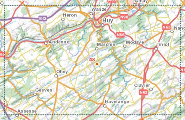 NGI-48  Huy (topografische kaart 1:50.000) 9789462353978  Nationaal Geografisch Instituut NGI Wallonië 1:50.000  Wandelkaarten Wallonië (Ardennen)