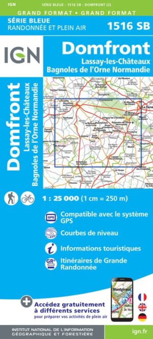 wandelkaart 1516-SB Domfront / Lassay-les-Châteaux / Bagnoles-de-l'Orne 9782758553090  IGN IGN 25 Normandië  Wandelkaarten Normandië