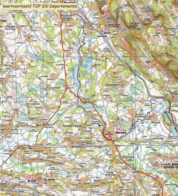 TCD-01 Ain | overzichtskaart / fietskaart 1:100.000 9782758553168  IGN TOP 100 Départemental  Fietskaarten, Landkaarten en wegenkaarten Lyon en omgeving