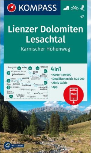 Kompass wandelkaart KP-47 Lienzer Dolomiten/Lesachtal 9783991219873  Kompass Wandelkaarten Kompass Oostenrijk  Wandelkaarten Osttirol