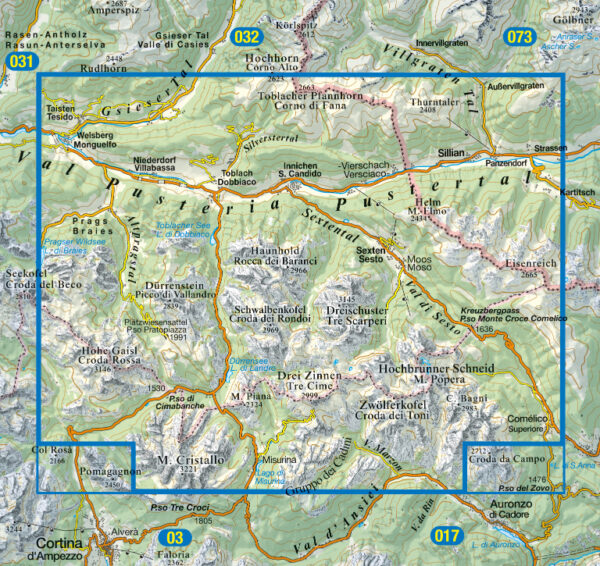 TAB-010  Dolomiti di Sesto/ Sextener Dolomiten | Tabacco wandelkaart 9788883151552  Tabacco Tabacco 1:25.000  Wandelkaarten Zuid-Tirol, Dolomieten