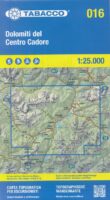TAB-016 Dolomiti del Centro Cadore | Tabacco wandelkaart 9788883151682  Tabacco Tabacco 1:25.000  Wandelkaarten Zuid-Tirol, Dolomieten