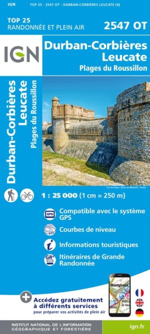 wandelkaart 2547OT Durban Corbières 1:25.000 9782758545392  IGN IGN 25 Cevennen & Languedoc  Wandelkaarten Cevennen, Languedoc