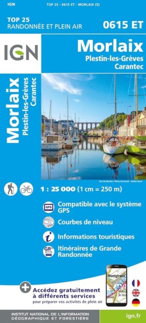 wandelkaart 0615ET Morlaix, Lanmeur, Plougasnou 1:25.000 9782758554257  IGN IGN 25 Bretagne  Wandelkaarten Bretagne