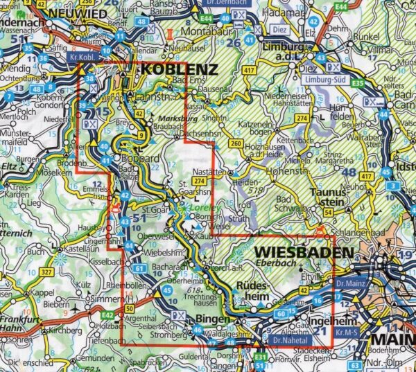 Oberer Mittelrhein: Koblenz - Bingen | wandelkaart 1:35.000 9783259025727  Kümmerly & Frey   Wandelkaarten Mittelrhein, Lahn, Westerwald