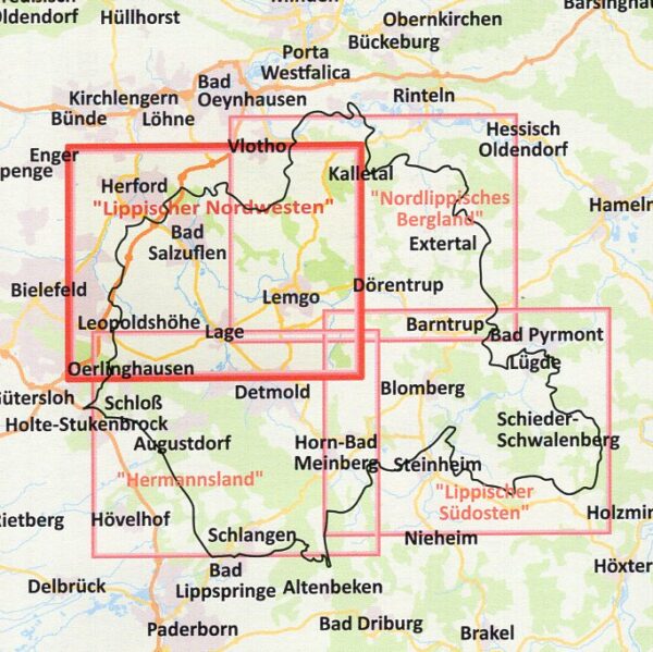 Land des Hermann: Lippischer Nordwesten| wandelkaart 1:25.000 9783897103368  Bonifatius   Wandelkaarten Teutoburger Woud & Ostwestfalen