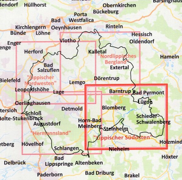 Land des Hermann: Lippischer Südosten | wandelkaart 1:25.000 9783897107878  Bonifatius   Wandelkaarten Teutoburger Woud & Ostwestfalen