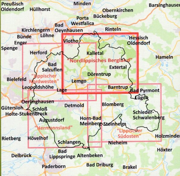 Land des Hermann: Nordlippisches Bergland | wandelkaart 1:25.000 9783897107885  Bonifatius   Wandelkaarten Teutoburger Woud & Ostwestfalen