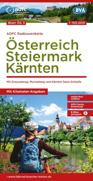 ADFC-ÖS3  Steiermark, Kärnten | fietskaart 1:150.000 9783969902080  ADFC / BVA Radtourenkarten 1:150.000  Fietskaarten Karinthië