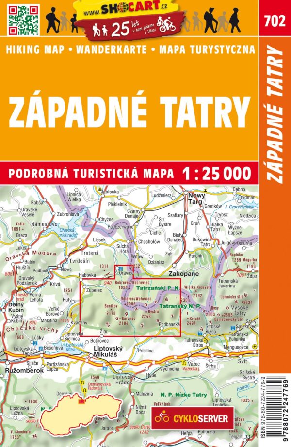SHO-702 Západné Tatry wandelkaart Westelijke Tatra 1:25.000 9788072247769  SHOCart   Wandelkaarten Slowakije